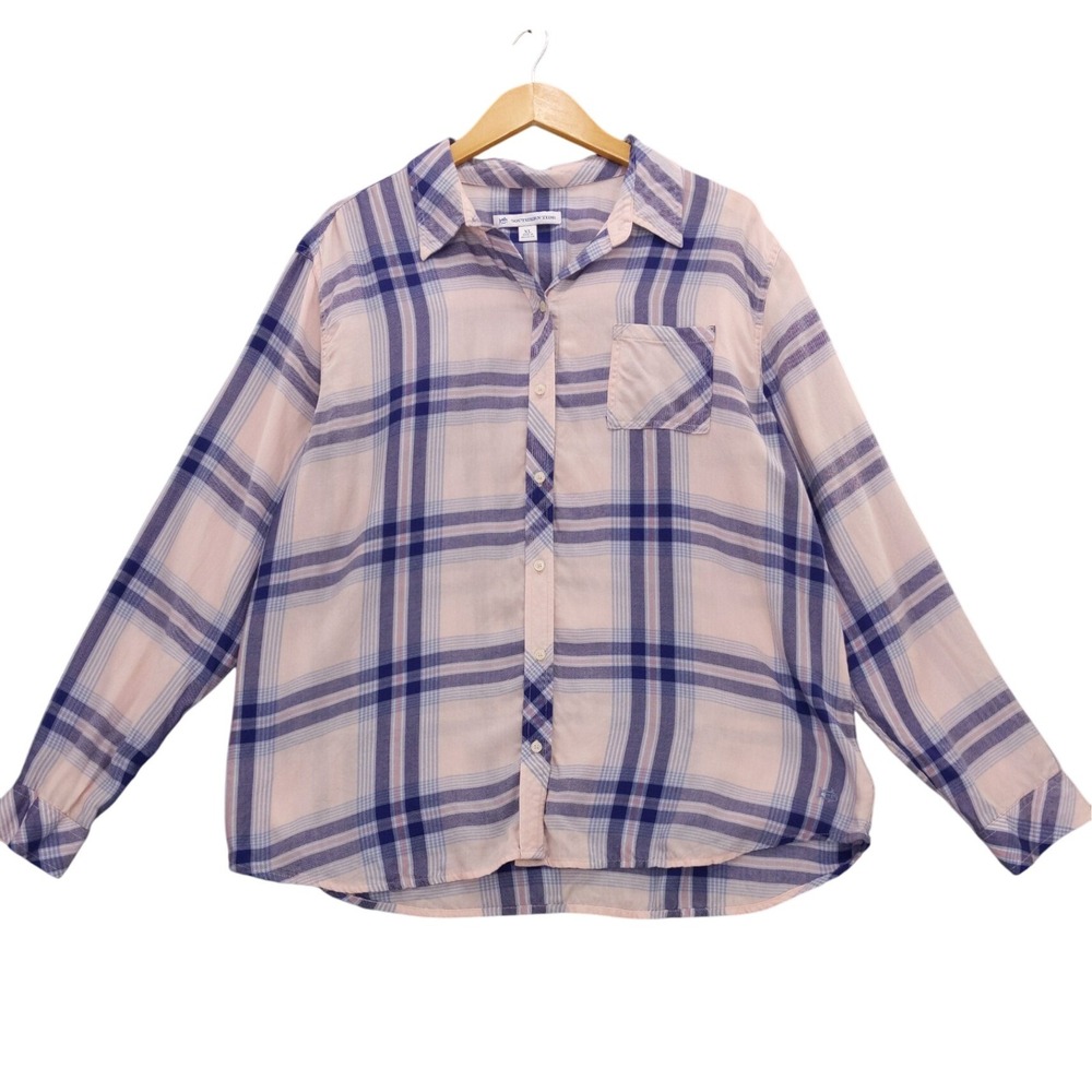 Southern Tide XL Womens Plaid Button Down‎ Long Sleeve Shirt Top